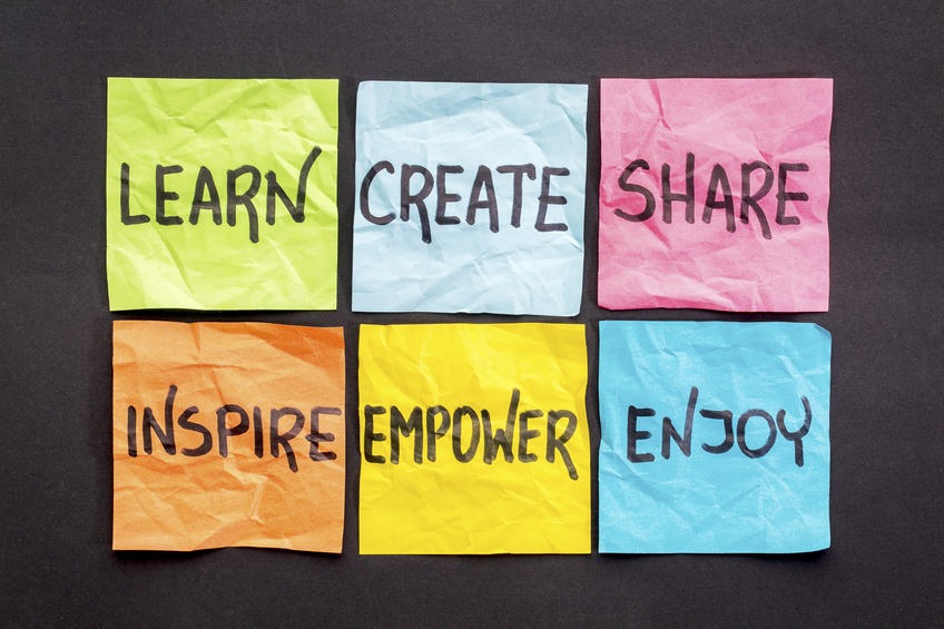 learn, create, share, inspire, empower and enjoy